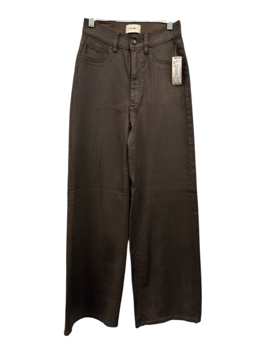DL1961 Size 23 Dark Brown Cotton Denim Coated High Rise Wide Leg Jeans Dark Brown / 23