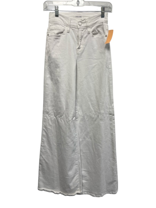 Frame Size 23 White Cotton Denim High Rise Wide Leg Jeans White / 23