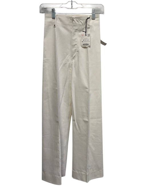 Zara Size 0 White Cotton Denim Pintuck Wide Leg Jeans White / 0