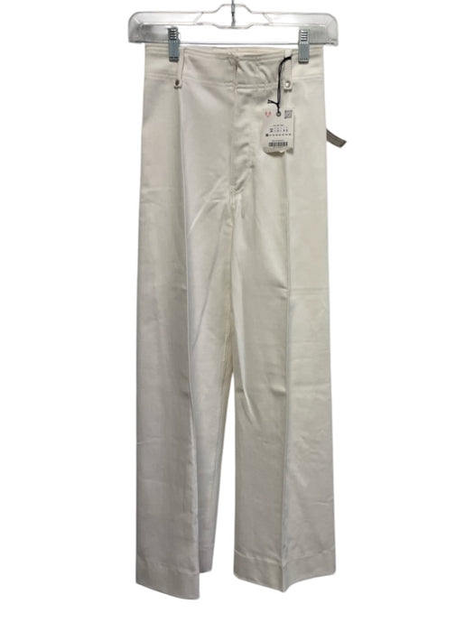 Zara Size 0 White Cotton Denim Pintuck Wide Leg Jeans White / 0