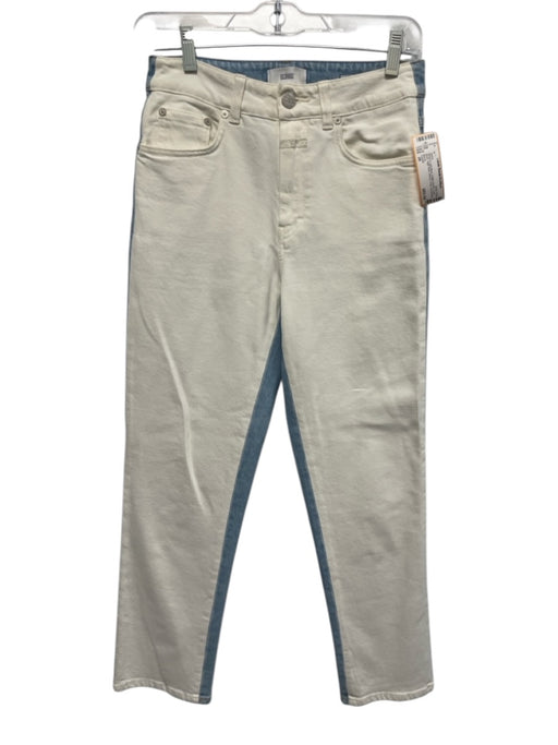 Closed Size 26 White & Light Blue Cotton Denim Color Block High Rise Crop Jeans White & Light Blue / 26