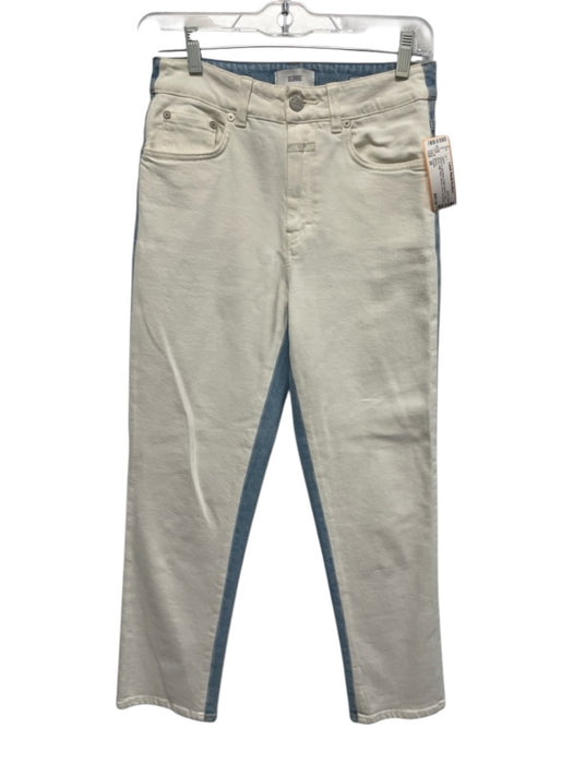 Closed Size 26 White & Light Blue Cotton Denim Color Block High Rise Crop Jeans White & Light Blue / 26