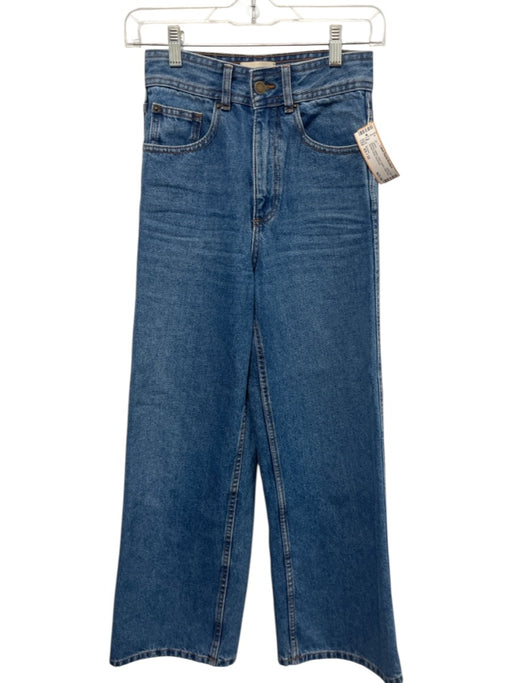 Sezane Size XS / 32 Medium Wash Cotton Denim High Rise Straight Wide Jeans Medium Wash / XS / 32