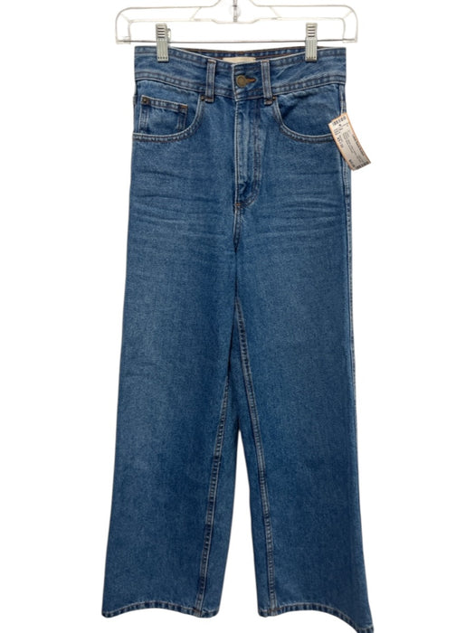 Sezane Size XS / 32 Medium Wash Cotton Denim High Rise Straight Wide Jeans Medium Wash / XS / 32