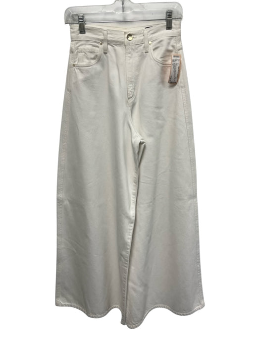 GOLDSIGN Size 23 White Cotton Denim High Rise Wide Leg High Rise Jeans White / 23