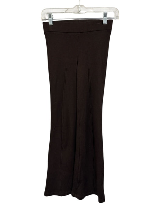 Donni Size XXS Dark Brown Cotton Blend Elastic Waist Ribbed Flare Pants Dark Brown / XXS
