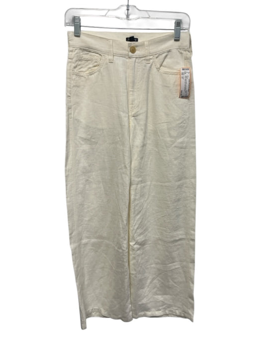 J Crew Size 23 Ivory White Linen Blend High Rise Wide Leg Crop Pants Ivory White / 23