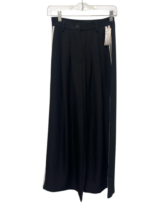 Lioness Size XS Black & White Polyester High Rise Wide Leg Side Stripes Pants Black & White / XS