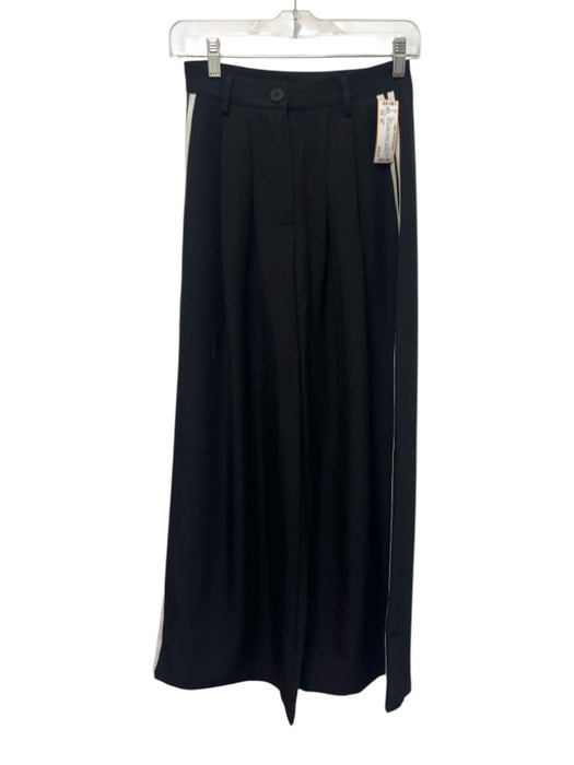 Lioness Size XS Black & White Polyester High Rise Wide Leg Side Stripes Pants Black & White / XS