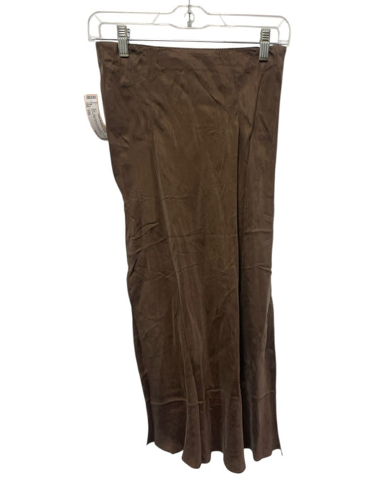 J Crew Size XXS Taupe Brown Cupro Blend Sueded Midi Slip Skirt Skirt Taupe Brown / XXS