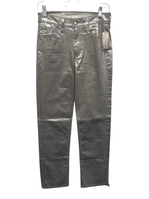 Gap Size 24 Silver Gray Cotton Denim Coated Metallic Slim Straight Jeans Silver Gray / 24