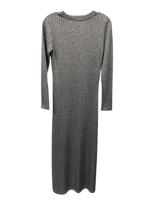 MNG by Mango Size 2 Silver, Gray, Black Polyester Ribbed Knit Heathered Dress Silver, Gray, Black / 2