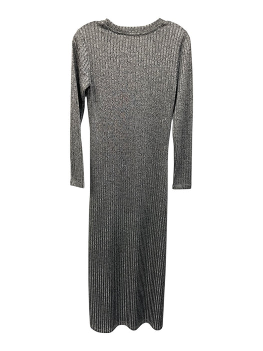 MNG by Mango Size 2 Silver, Gray, Black Polyester Ribbed Knit Heathered Dress Silver, Gray, Black / 2
