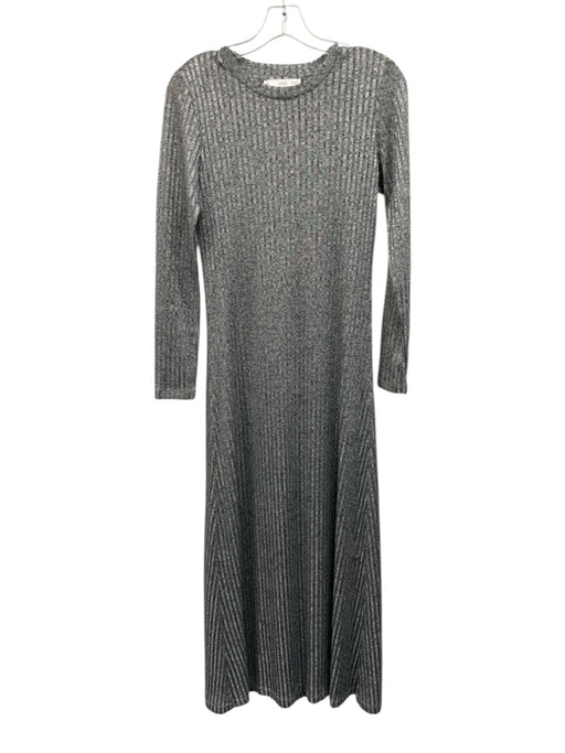 MNG by Mango Size 2 Silver, Gray, Black Polyester Ribbed Knit Heathered Dress Silver, Gray, Black / 2