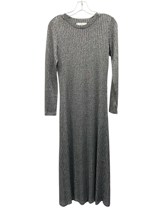 MNG by Mango Size 2 Silver, Gray, Black Polyester Ribbed Knit Heathered Dress Silver, Gray, Black / 2