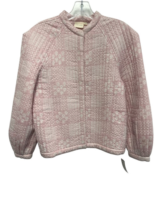 Julia Amory Size XS Pink & White Print Cotton Quilted Snaps Jacket Pink & White Print / XS