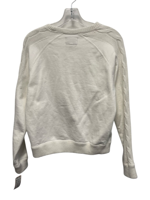Tuckernuck Size S White Cotton Cable Knit Detail Crew Neck Long Sleeve Sweater White / S