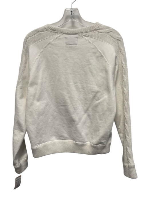 Tuckernuck Size S White Cotton Cable Knit Detail Crew Neck Long Sleeve Sweater White / S