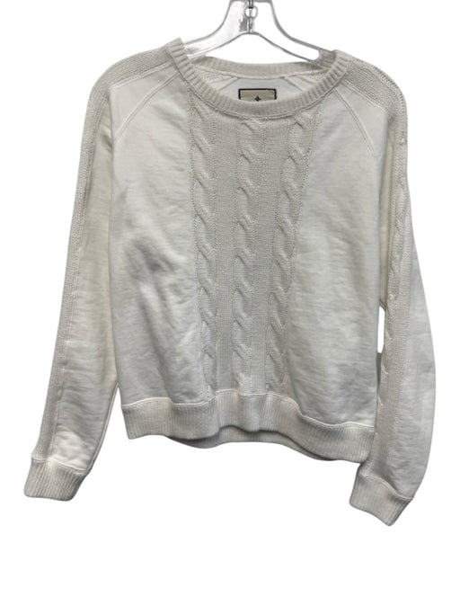 Tuckernuck Size S White Cotton Cable Knit Detail Crew Neck Long Sleeve Sweater White / S