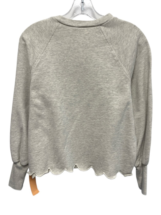 Frame Size S Light Gray & Beige Cotton Sweatshirt Scalloped Hem Sweater Light Gray & Beige / S