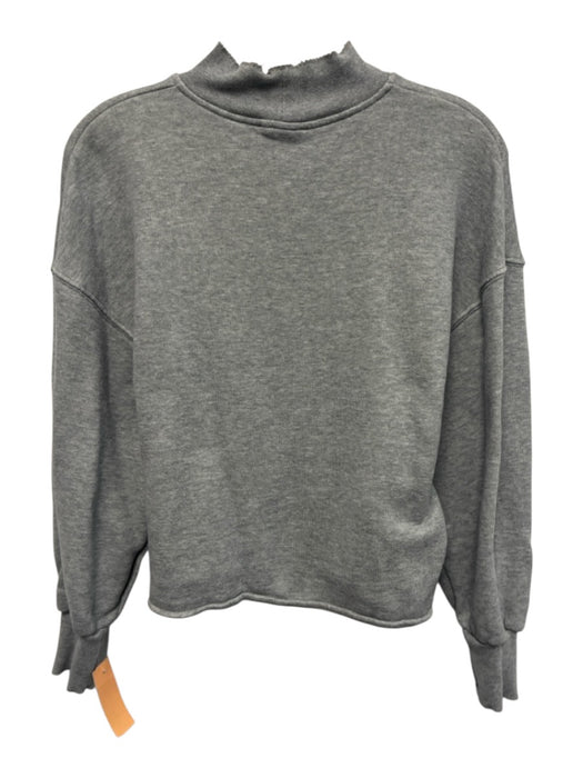 J Crew Size S Gray Cotton Sweatshirt Raw Hem Mock Neck Long Sleeve Sweater Gray / S