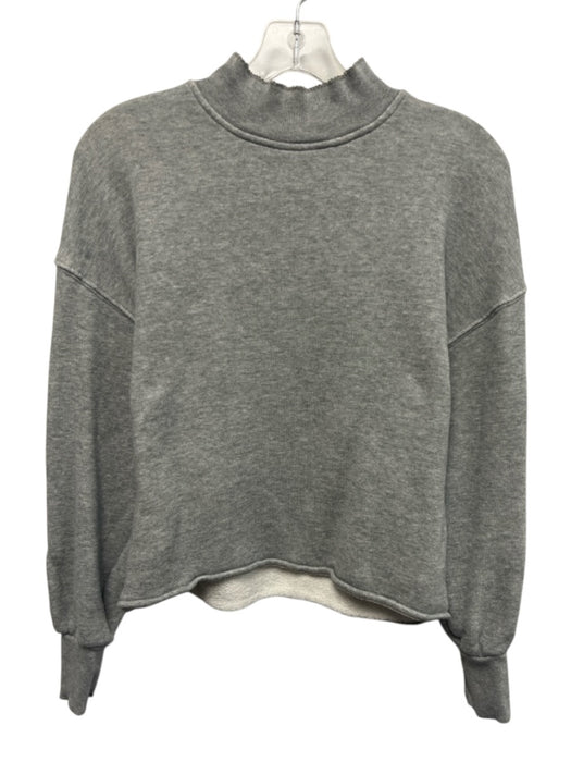 J Crew Size S Gray Cotton Sweatshirt Raw Hem Mock Neck Long Sleeve Sweater Gray / S