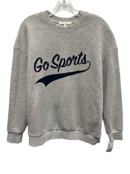 Favorite Daughter Size M Gray & Navy Cotton Blend Crew Neck Long Sleeve Sweater Gray & Navy / M