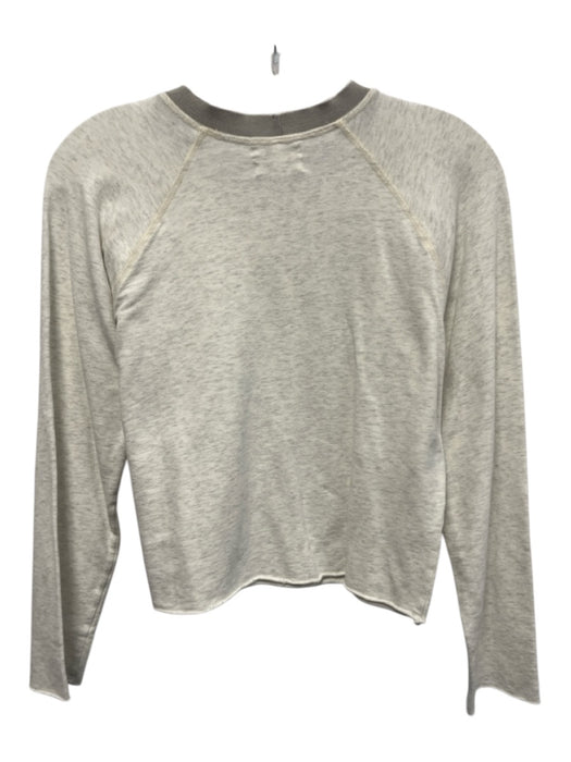 Monrow Size S Light Gray & Taupe Cotton Heathered Contrast Collar Sweater Light Gray & Taupe / S