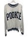 Quintessential Love Size XS Light Gray & Navy Cotton Blend Block Letters Sweater Light Gray & Navy / XS