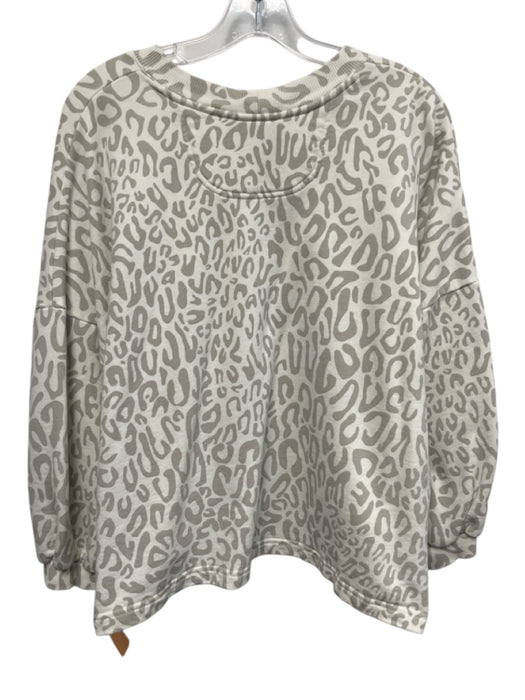 Rebecca Minkoff Size M White & Gray Cotton Animal Print Long Sleeve Sweater White & Gray / M
