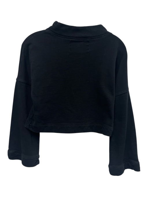Noli Size S Black Cotton Mock Neck Crop Long Sleeve Sweatshirt Sweater Black / S
