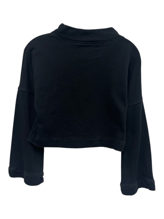 Noli Size S Black Cotton Mock Neck Crop Long Sleeve Sweatshirt Sweater Black / S