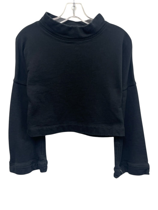 Noli Size S Black Cotton Mock Neck Crop Long Sleeve Sweatshirt Sweater Black / S