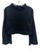 Noli Size S Black Cotton Mock Neck Crop Long Sleeve Sweatshirt Sweater Black / S