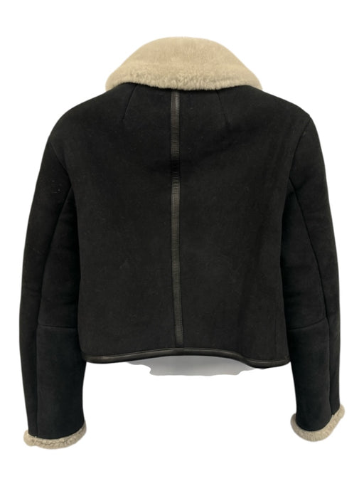 J Crew Collection Size XXS Black & Gray Lamb leather Shearling Crop Suede Jacket Black & Gray / XXS