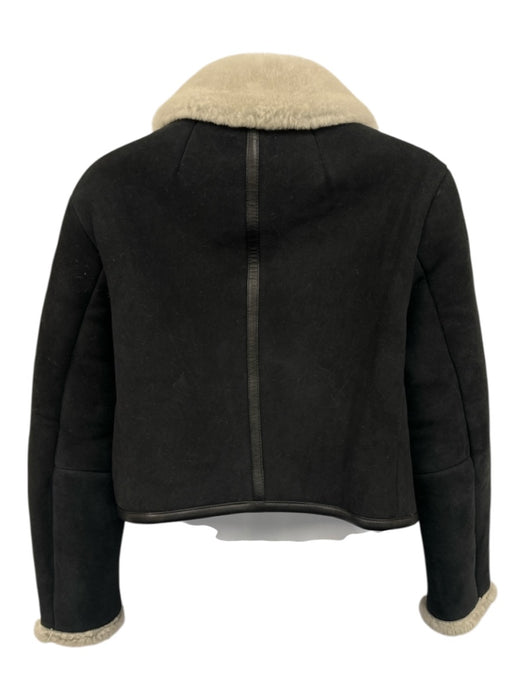 J Crew Collection Size XXS Black & Gray Lamb leather Shearling Crop Suede Jacket Black & Gray / XXS