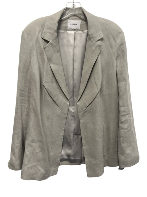 Sleeper Size XXS Light Gray Linen Open Front Long Sleeve Blazer Trouser Pant Set Light Gray / XXS