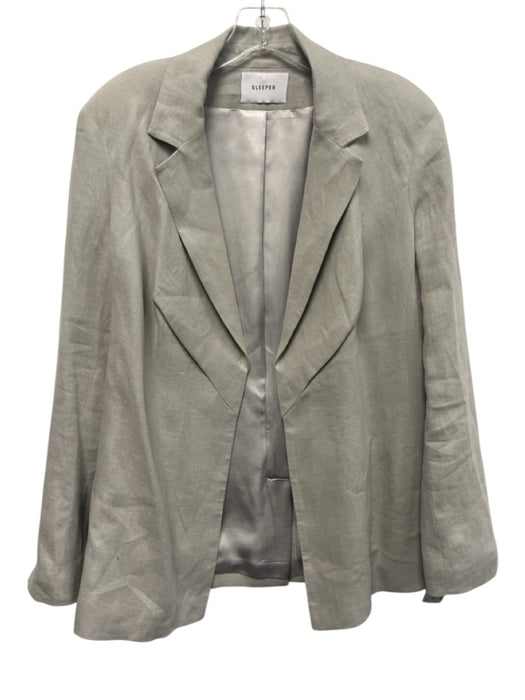 Sleeper Size XXS Light Gray Linen Open Front Long Sleeve Blazer Trouser Pant Set Light Gray / XXS