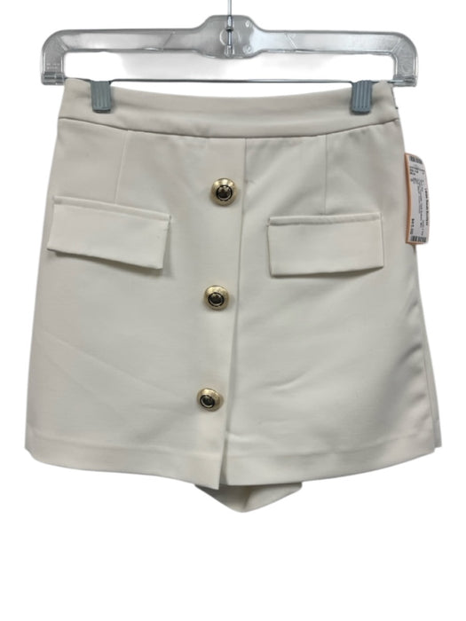 Zara Size S Cream Polyester Gold Buttons Mini Skirt Blazer Skirt Set Cream / S
