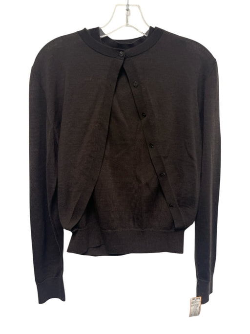 COS Size XS Dark Brown Wool Blend Thin Knit Button Long Sleeve Shell Sweater Dark Brown / XS