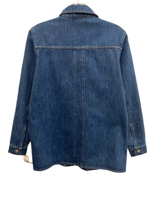 Sezane Size XS Medium Wash Cotton Denim Button Down Contrast Stitch Jacket Medium Wash / XS