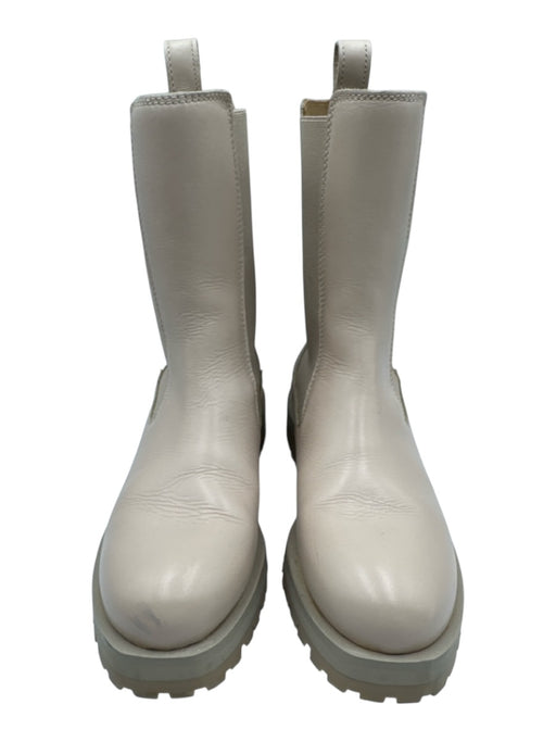 & Other Stories Shoe Size 6 Light Beige Leather Chelsea Calf High Lug Sole Boots Light Beige / 6