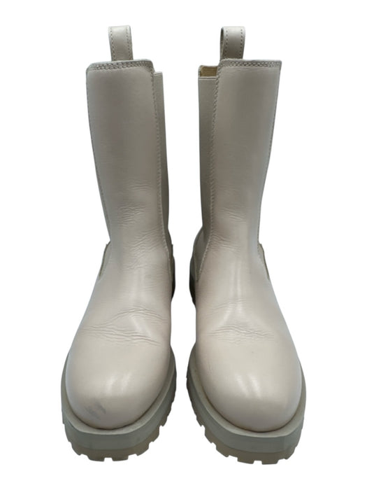 & Other Stories Shoe Size 6 Light Beige Leather Chelsea Calf High Lug Sole Boots Light Beige / 6