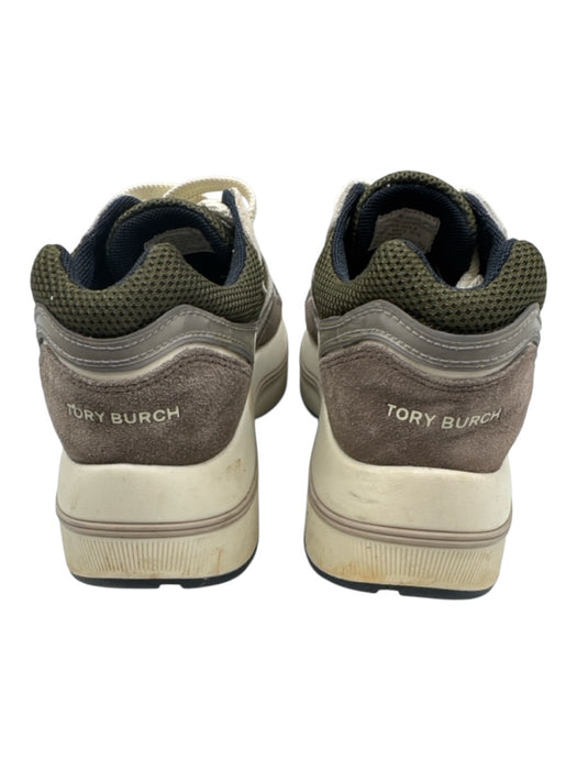 Tory Burch Shoe Size 6.5 Green, Gray, Brown, White Suede Mesh Detail Sneakers Green, Gray, Brown, White / 6.5
