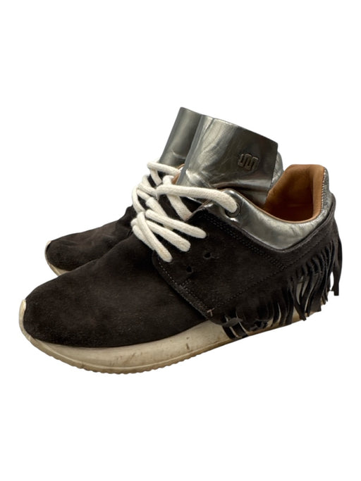 Esseutesse Shoe Size 37 Dark Brown Suede Fringe Gunmetal Detail Sneakers Dark Brown / 37