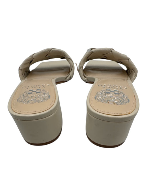 Vince Camuto Shoe Size 6.5 Beige Leather Woven Open Square Toe Mule Sandals Beige / 6.5