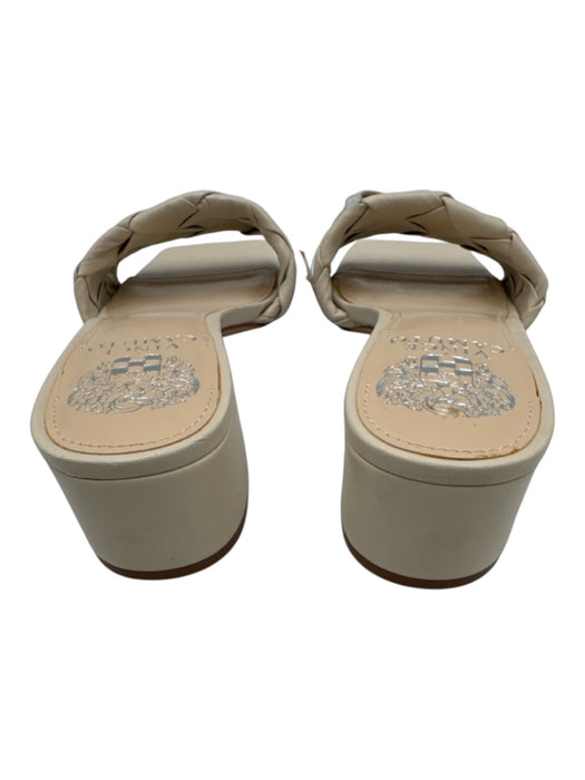 Vince Camuto Shoe Size 6.5 Beige Leather Woven Open Square Toe Mule Sandals Beige / 6.5