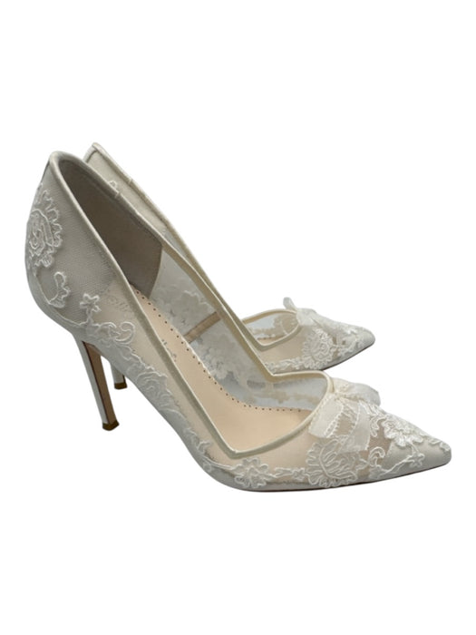 Bella Belle Shoe Size 6 White Lace Mesh Pointed Toe Bridal Pumps White / 6