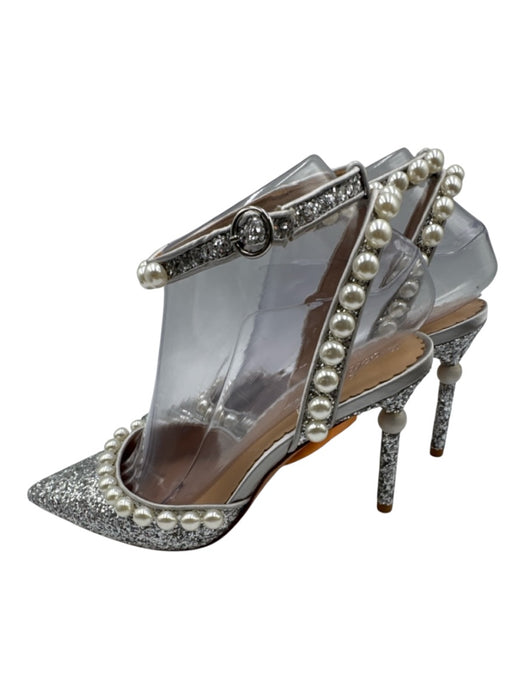 Antonio Melani Shoe Size 6.5 Silver & White Glitter Pointed Toe Pumps Silver & White / 6.5