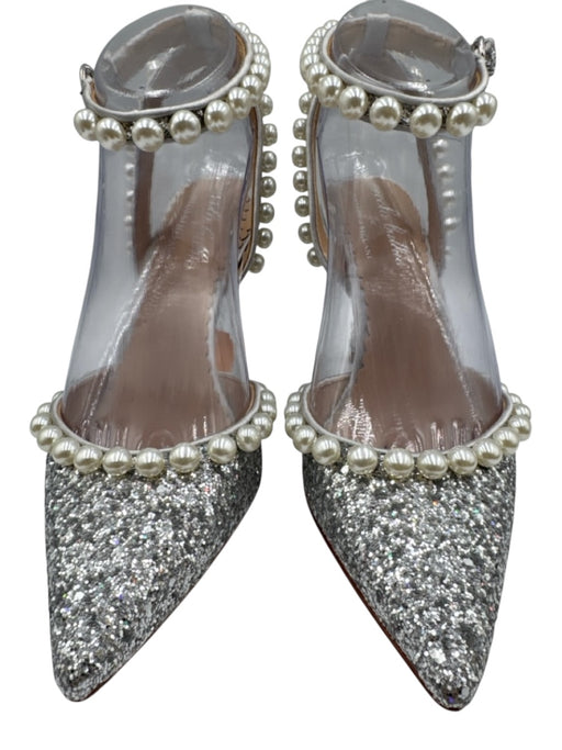 Antonio Melani Shoe Size 6.5 Silver & White Glitter Pointed Toe Pumps Silver & White / 6.5
